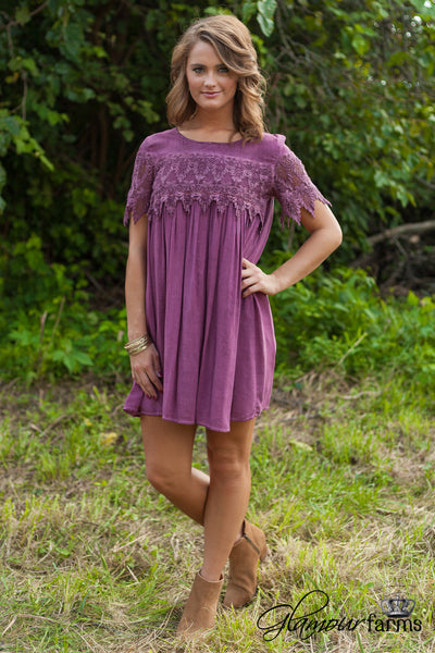 Victorian Rose Lace Tunic/Dress - Plum