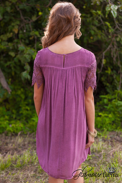Victorian Rose Lace Tunic/Dress - Plum