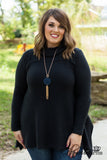 Curvy| Warm Hearts Cowl Neck Sweater - Black