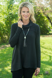 Warm Hearts Cowl Neck Sweater - Black