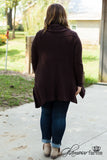 Curvy| Warm Hearts Cowl Neck Sweater - Dark Brown