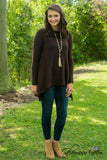 Warm Hearts Cowl Neck Sweater - Dark Brown