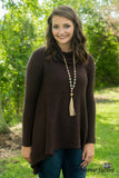 Warm Hearts Cowl Neck Sweater - Dark Brown