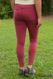 Well Traveled Distressed Jegging - Burgundy