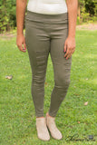Well Traveled Distressed Jegging - Olive
