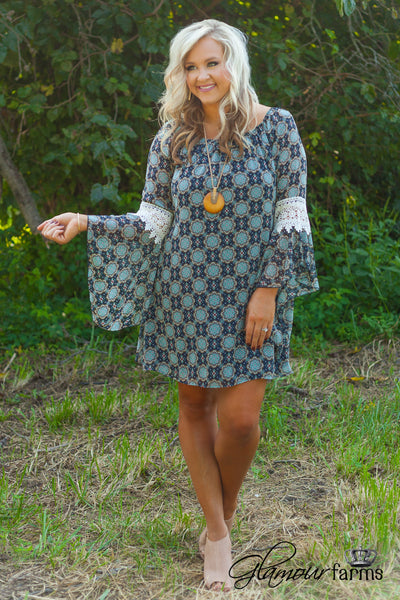 Curvy| Whitney Tunic/Dress - Navy/Mint
