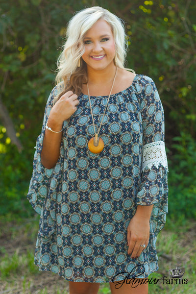 Curvy| Whitney Tunic/Dress - Navy/Mint