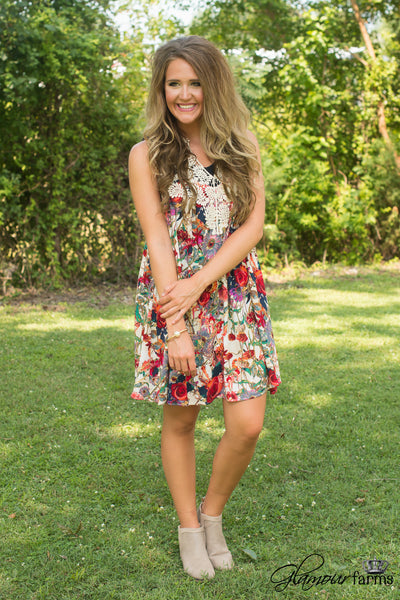 Wildflower Lace Tunic/Dress - Ivory/Multi