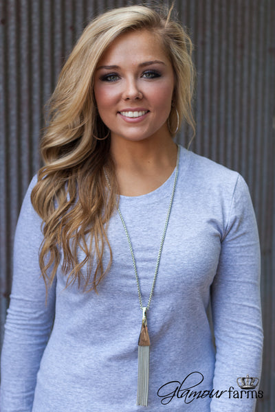 Zen Maggie Tassel Necklace - Rhodium