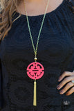 Zen Resin Pendant Necklace - Pink