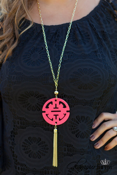 Zen Resin Pendant Necklace - Pink