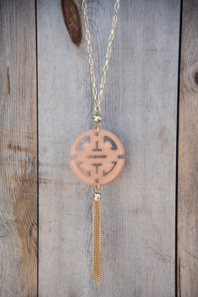 Zen Resin Pendant Necklace - Beige